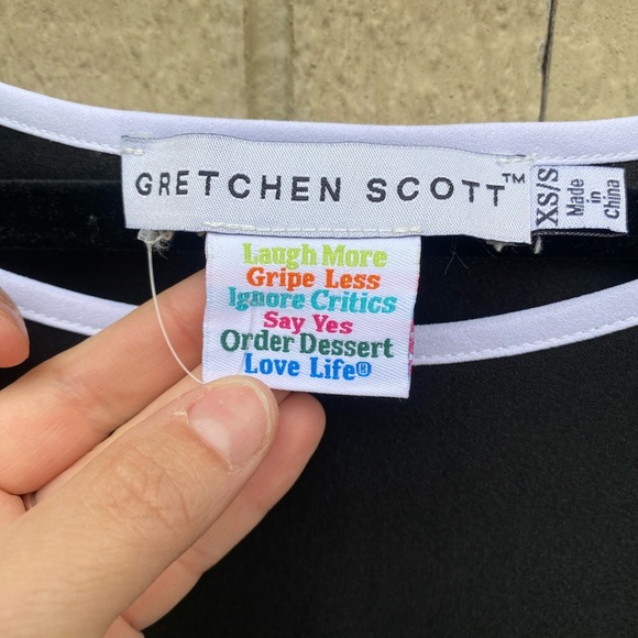 Gretchen Scott Georgette Black & White Box Top XS / S - Picture 4 of 6